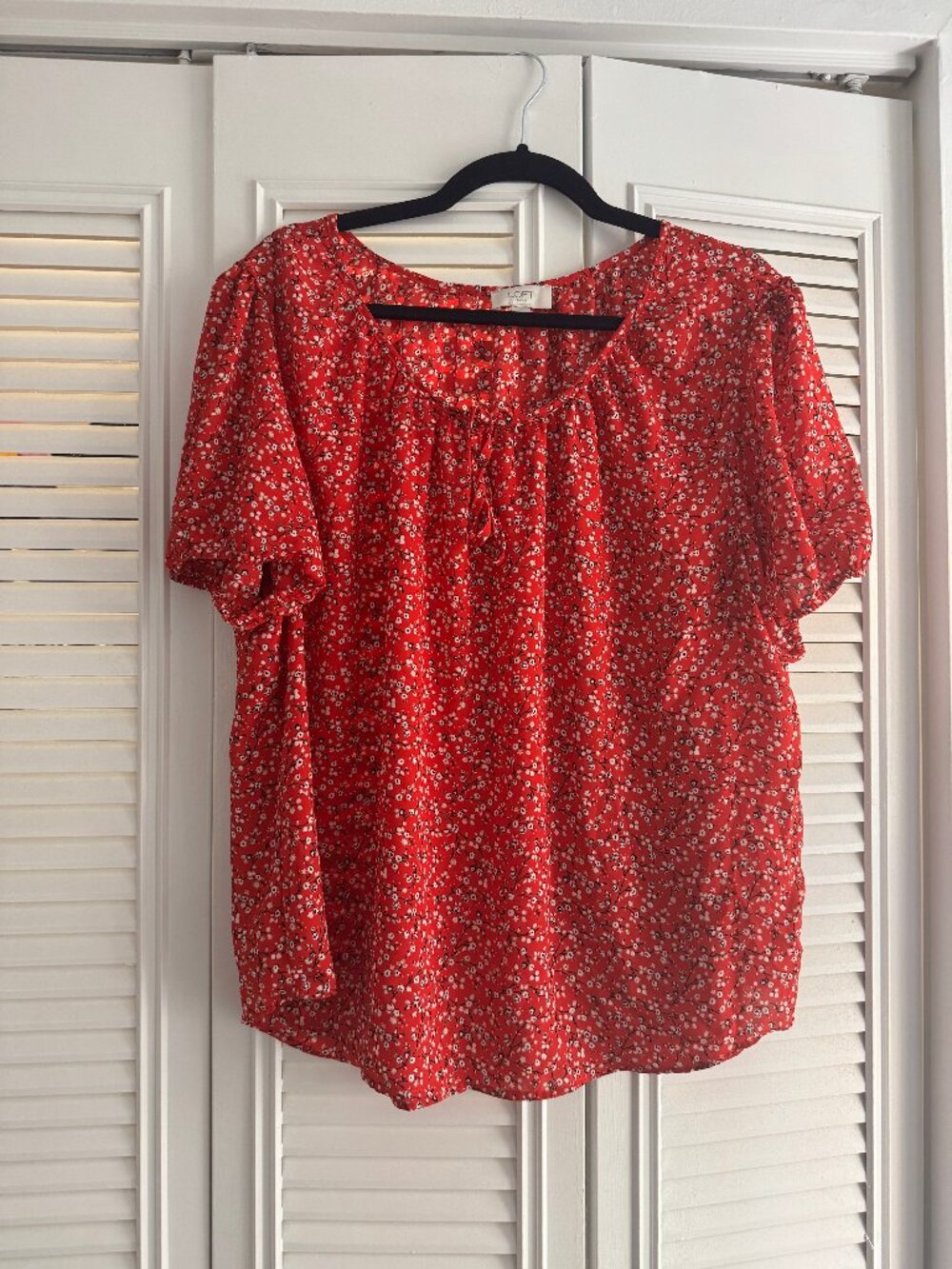 Loft Cherry Blossom Short Sleeve Blouse - XL